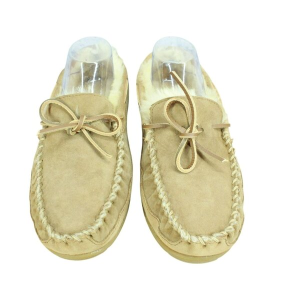 LL Bean Brown Suede Wicked Good Shearling Lined Moccasin Slippers Size 9 M - Picture 5 of 9